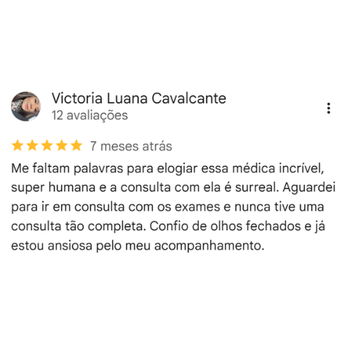 Depoimento Google do consultório da Dra. Gabriela Laboissiere